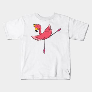 Flamingo as Ballerina at Ballet with Crown Kids T-Shirt